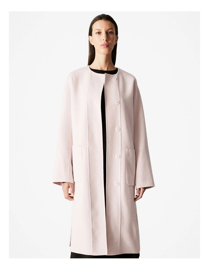 Double Faced Wool Pocketed Classic Coat in Lilac Tint