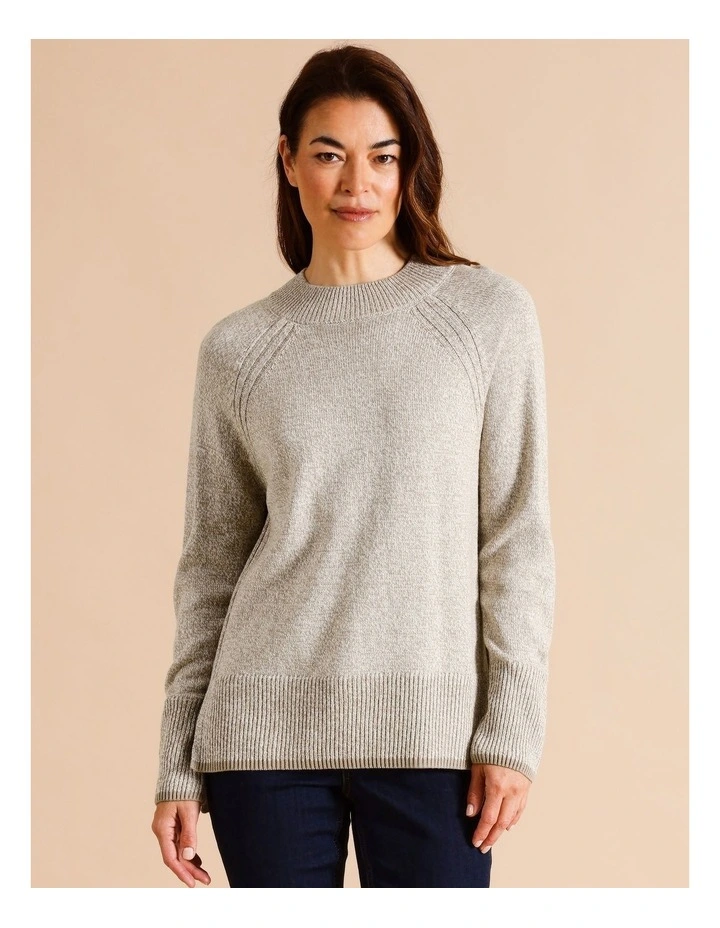 Organic Cotton Blend Side Rib Twist Jumper With Straight Hem in Neutral/Ivory