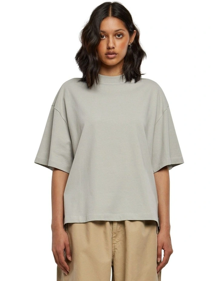 Organic Heavy Slit Tee in Light Asphalt