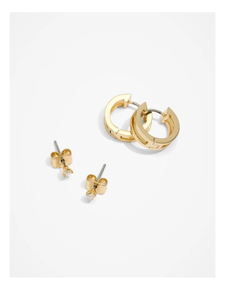 Double Hoop Stud Earring Pack of 2 in Gold