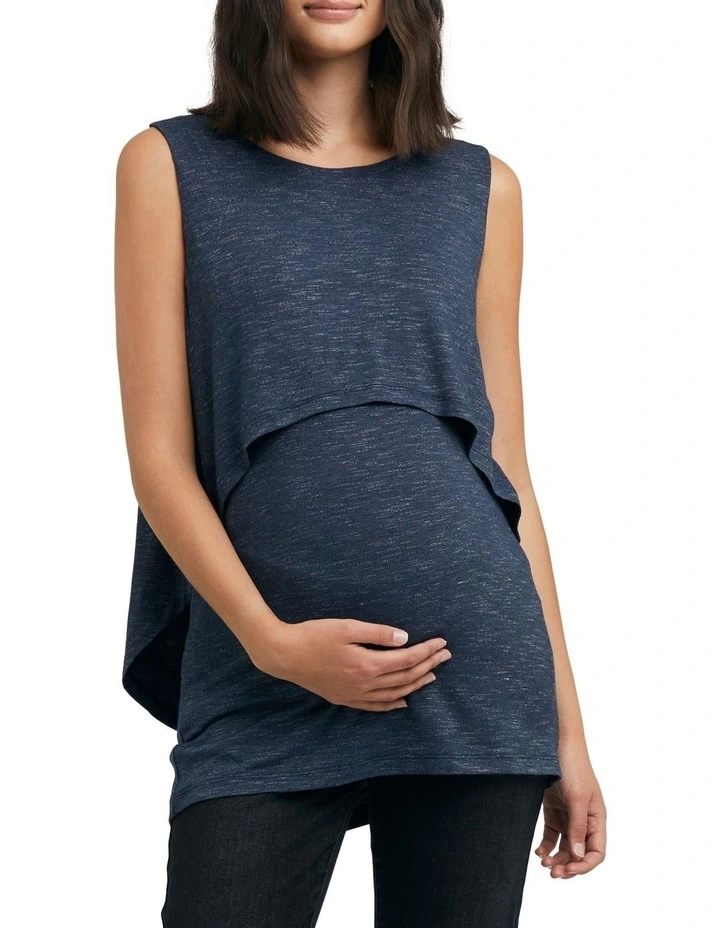 Summer Swing Back Nursing Tank in Denim Blue