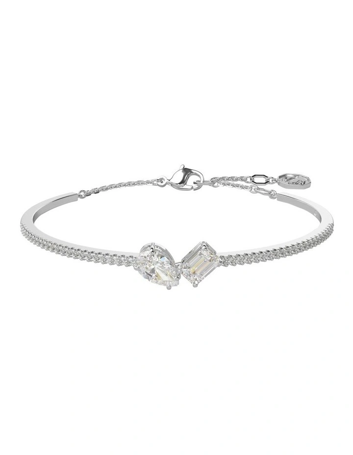 Mesmera Bangle Mixed Cuts Rhodium Plated in White