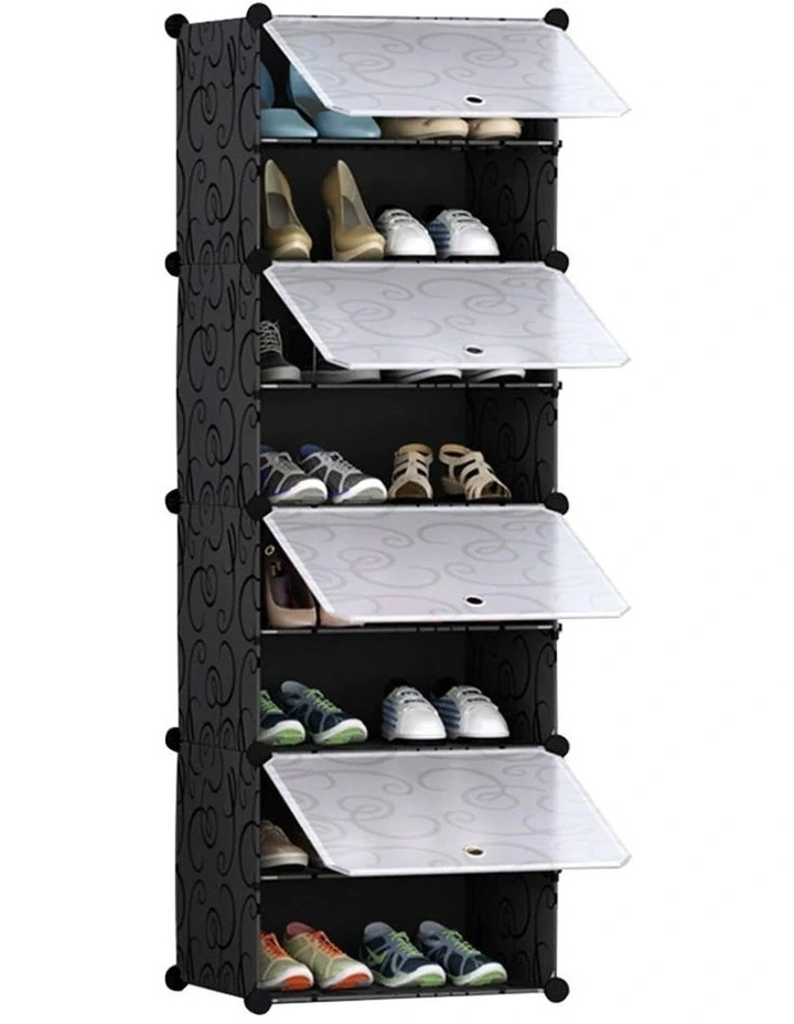8 Tier Shoe Rack Organizer with Cover in Black