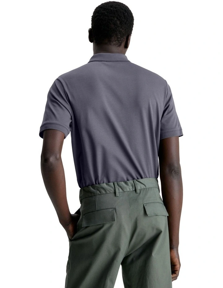 Smooth Cotton Slim Polo Shirt in Grey