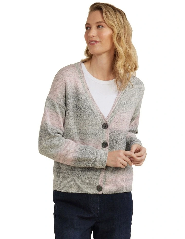 Fuzzy Ombre Cardigan in Multi