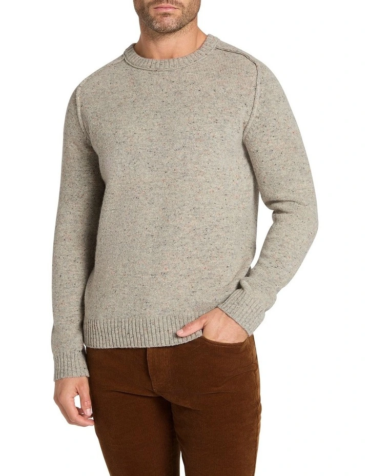 Shetland Crew Knit in Grey Speckle