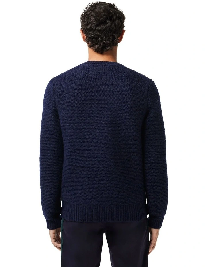 Winter Elevated Moss Stitch Knit Sweater in Abysm