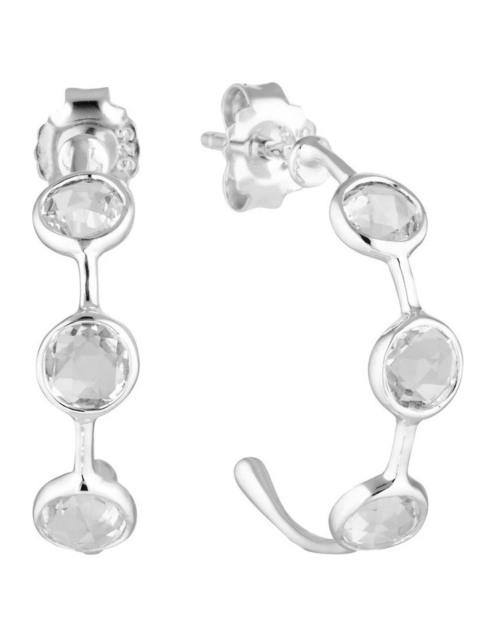 Kiklo White Topaz Silver Hoop Earring