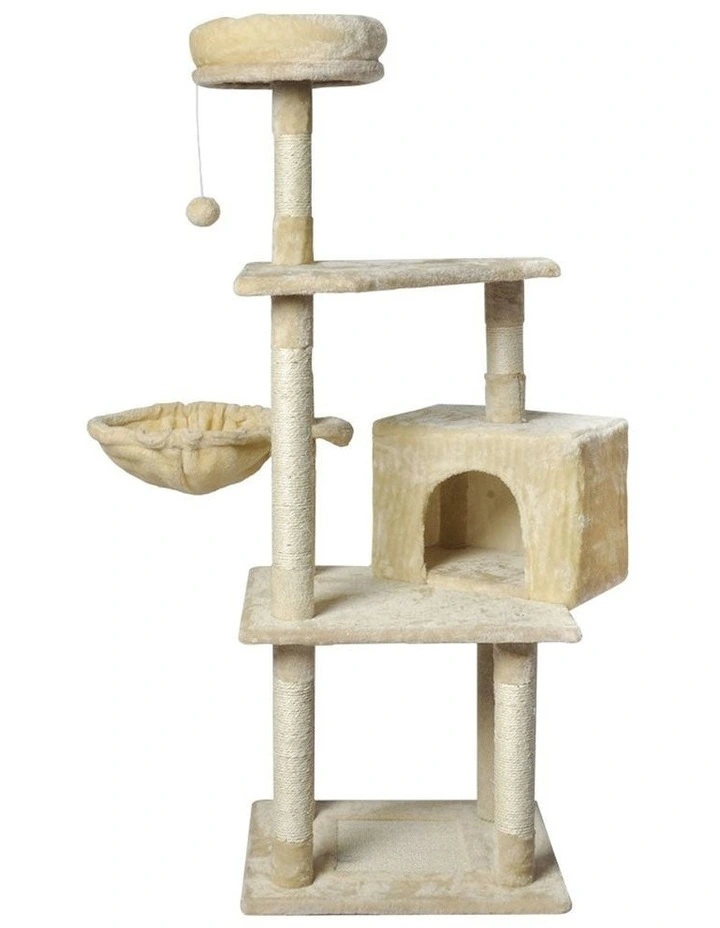 Wooden Scratcher Tower in Cream
