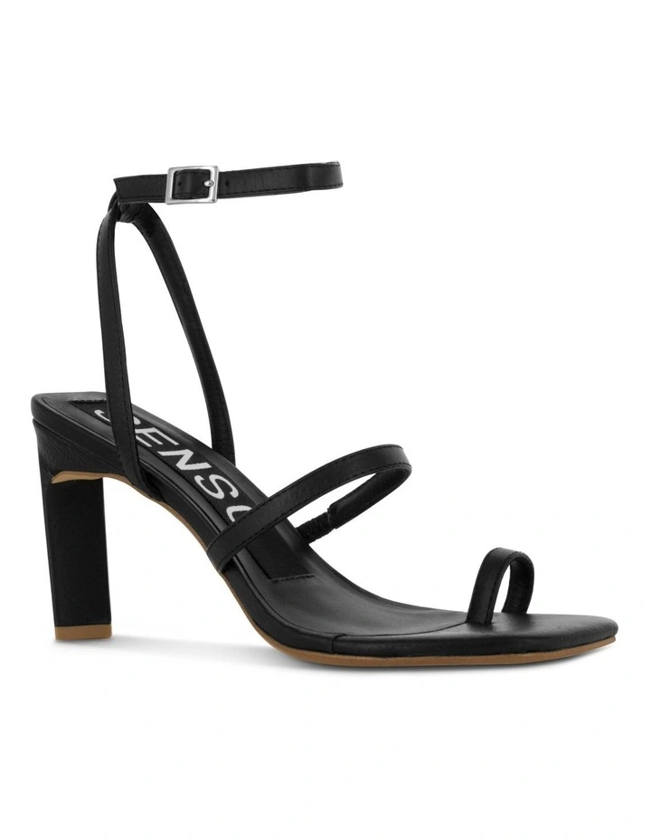 Kendy Calf Leather Heeled Sandals in Black