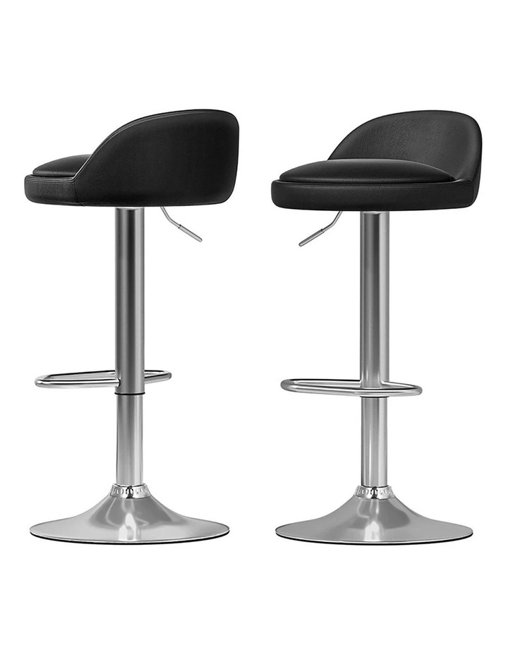 PU Leather Gas Lift Bar Stools 2x in Black