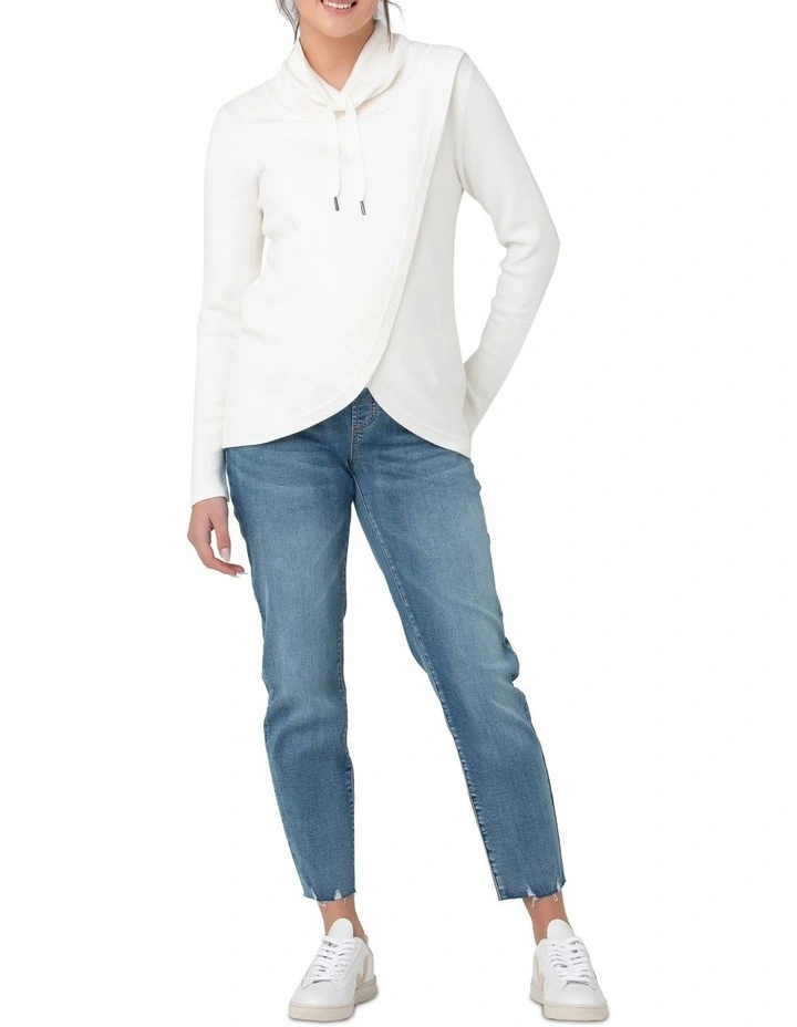 Cassie Cross Over Nursing Knit in White