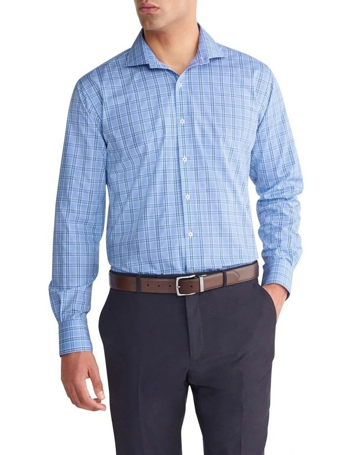 Tailored 2 Colour Check On Shirt in Blue