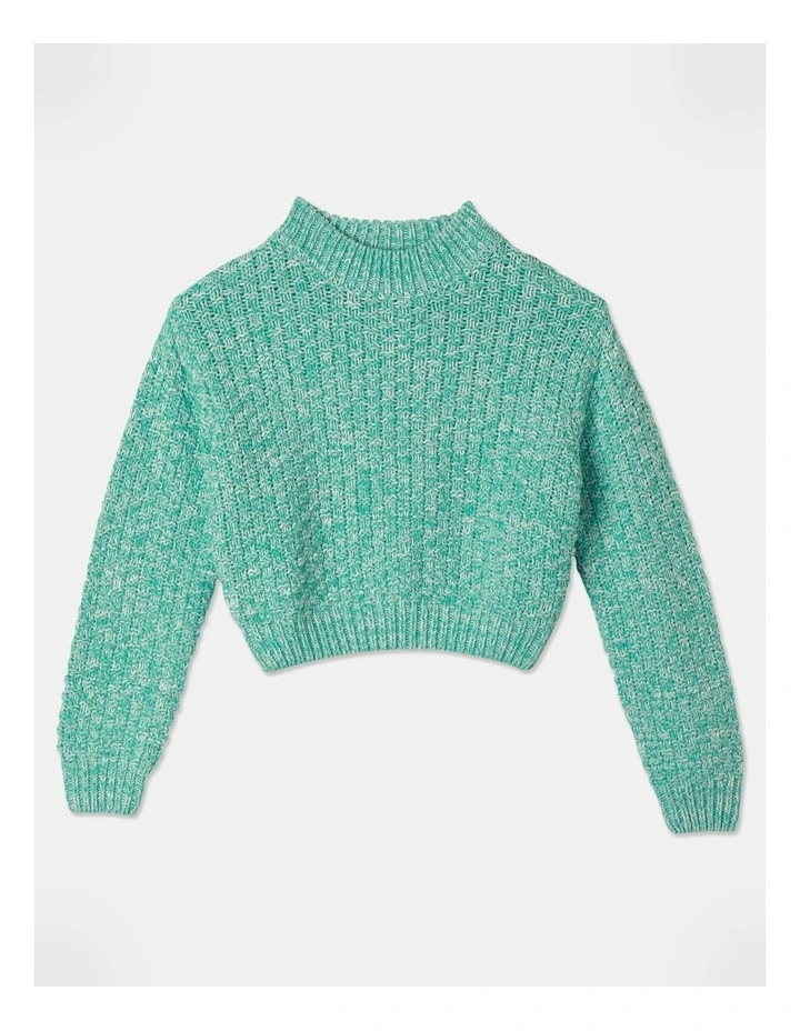 Knitted Basket Knit Jumper in Mint