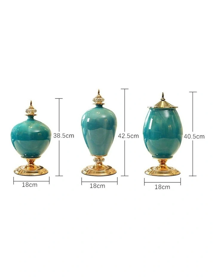 Ceramic Oval Flower Vase with Metal Base 38cm in Yellow