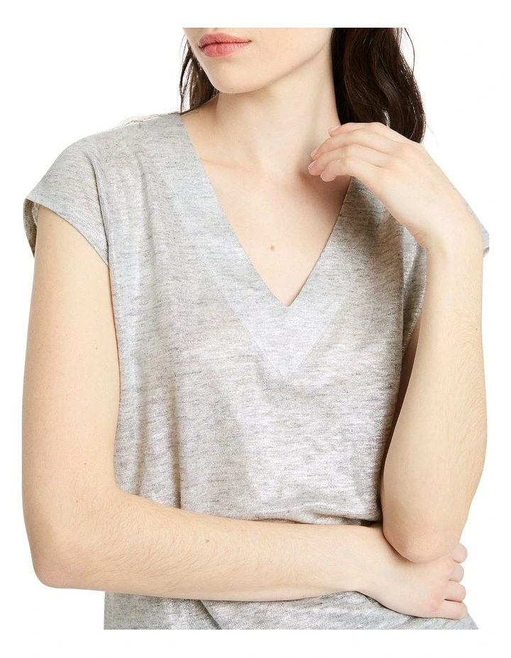 Afterglow Foil Linen Tee in Silver