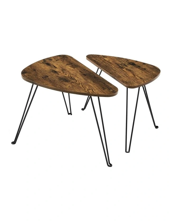 Nesting Table Set of 2 in Rustic Brown/Black