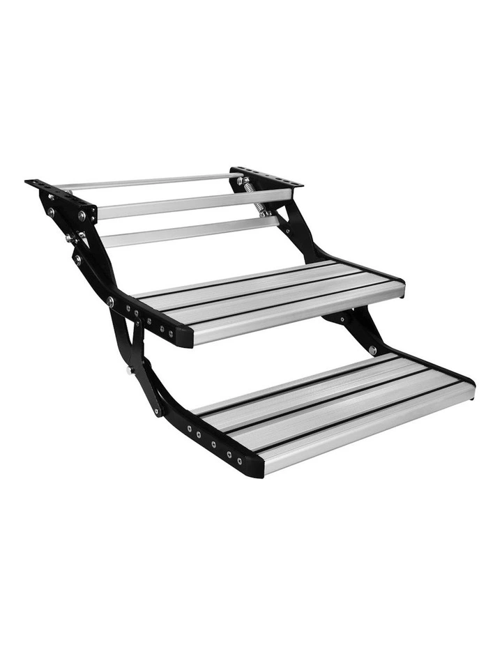 Double Caravan Folding Steps in Black/Silver
