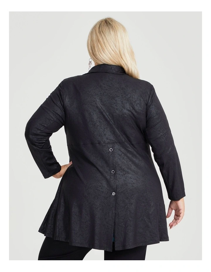 Coated Luna Longline Jacket in Black