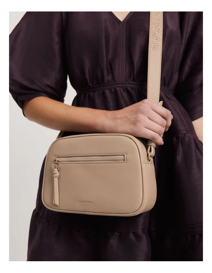 Strap Detail Crossbody Bag in Dark Camel