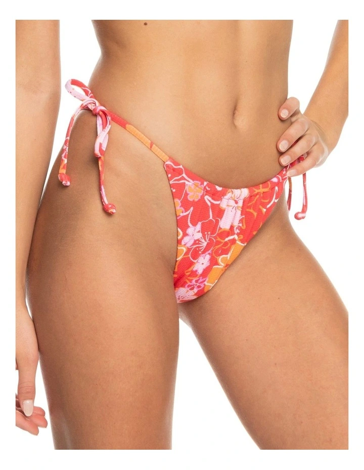 Meadow Flowers Cheeky Tie Side Bikini Bottom in Red