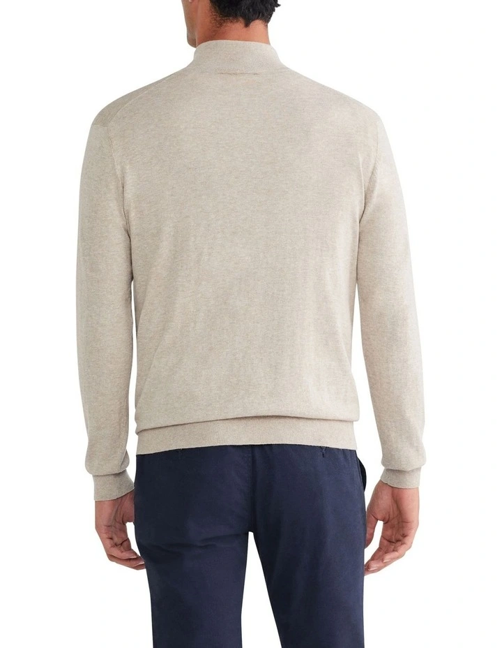 Quarter Zip Sweater in Plain Stone