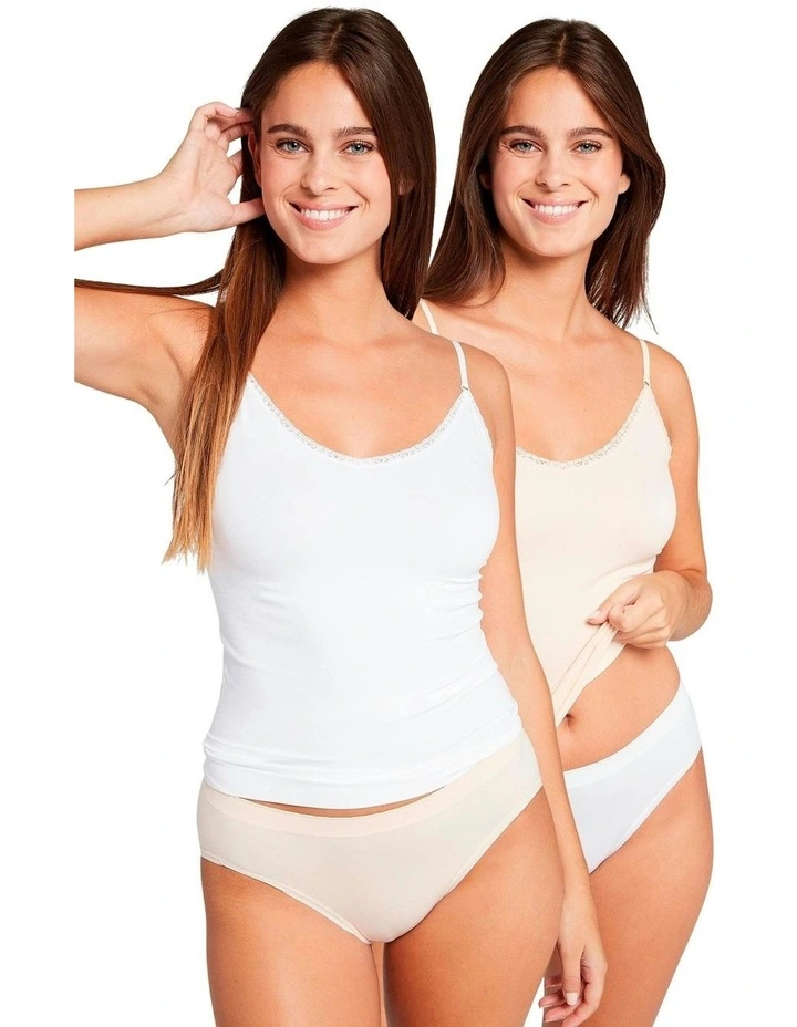 Zen Attitude Lace Trim V Neck Camisole x2 in Multicolor