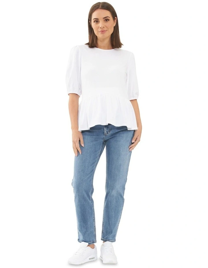 Nadia Peplum Top in White