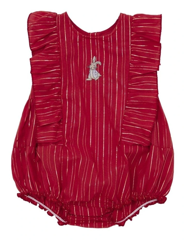 Christmas Stripe Romper in Red