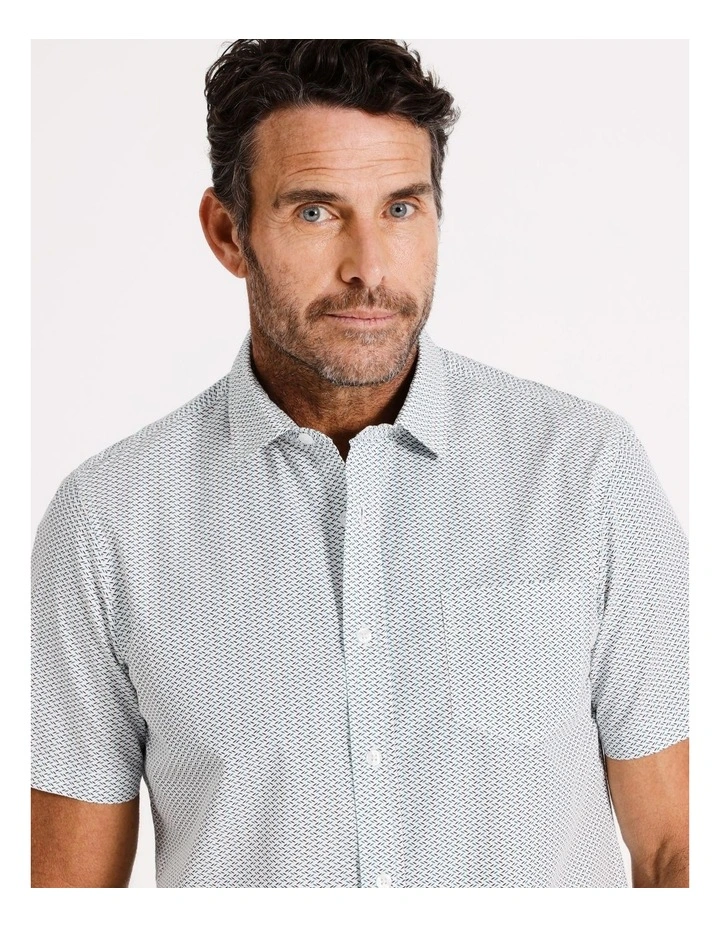 Thorney Short Sleeve Print Shirt in Green