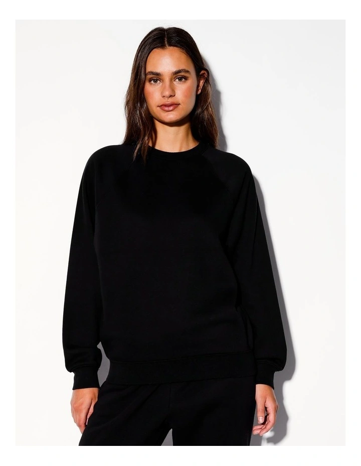 Oversized Crew Neck Sweat Top in Black