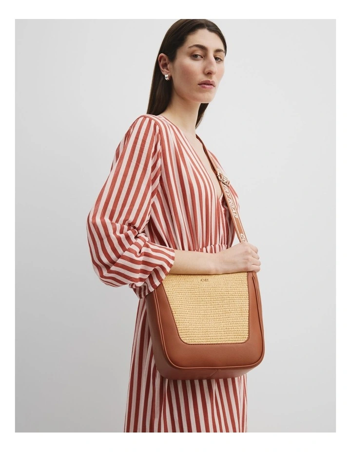 Panel Detail Sling Bag in Tan