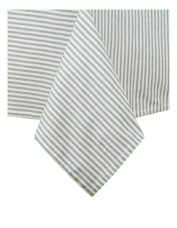 Pinstripe Tablecloth 300cm in Leaf