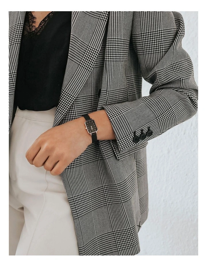 Quadro Pressed Ashfield 26mm Stainless Steel Mesh Watch in Black/Rose Gold