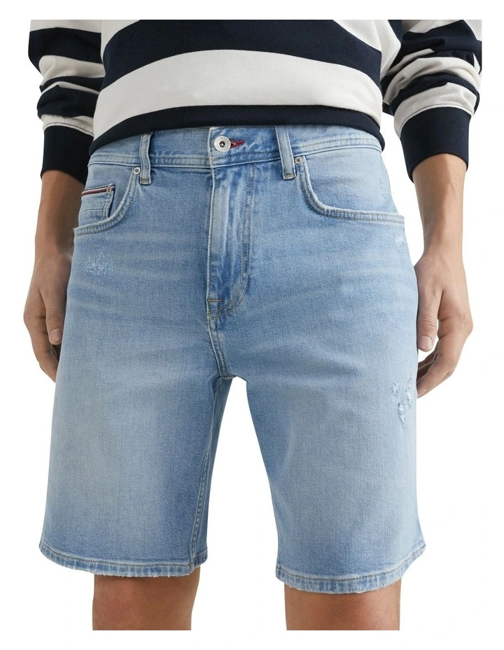 Brooklyn Worn Denim Shorts in Blue