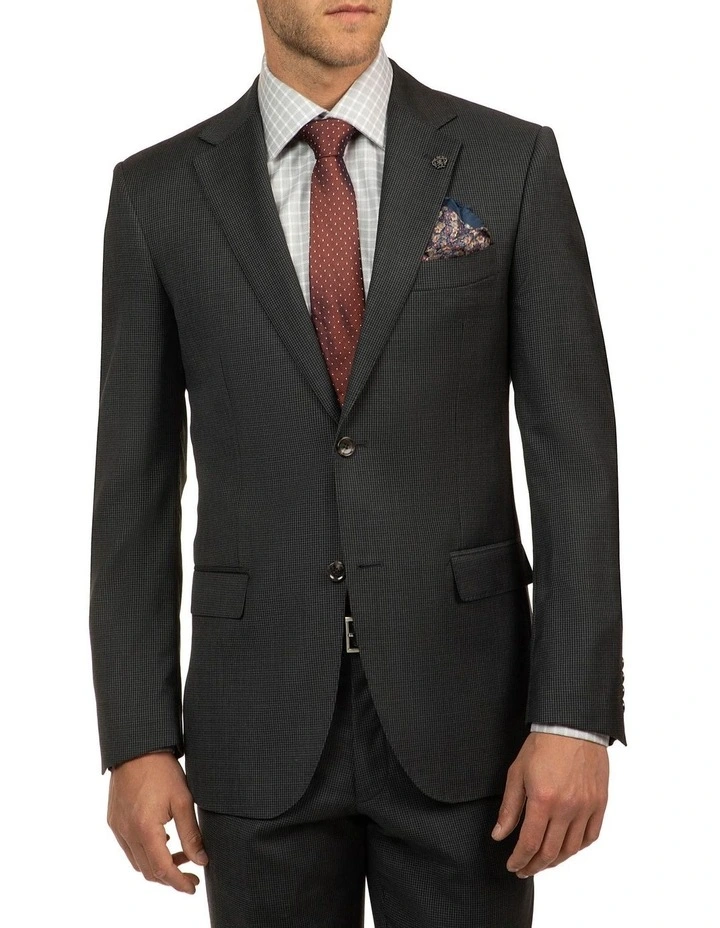 Modern Fit Morse Charcoal Houndstooth Suit Jacket FCJ336