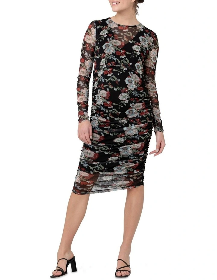 Wild Bloom Nursing Dress in Black