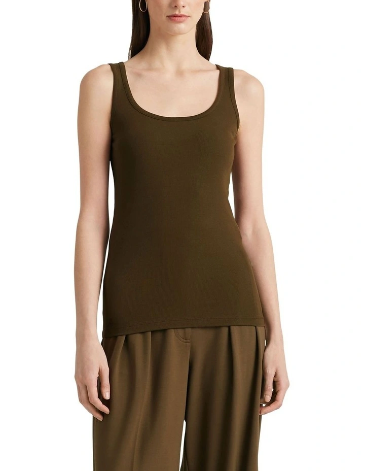 Cotton-Blend Tank Top in Green