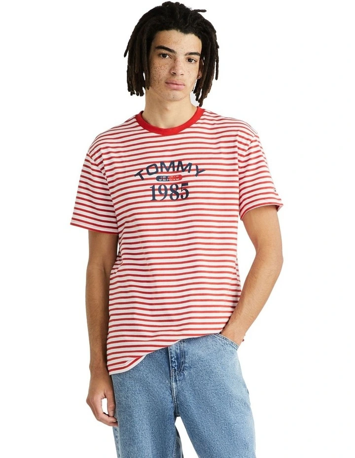 Classic Graphic Stripe Tee in Red