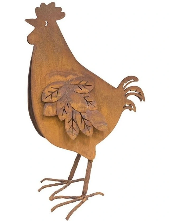 Garden Ornament Chook in Rust