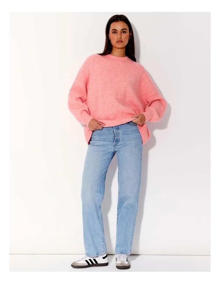 Recycled Blend Oversized Knit Jumper in Pink