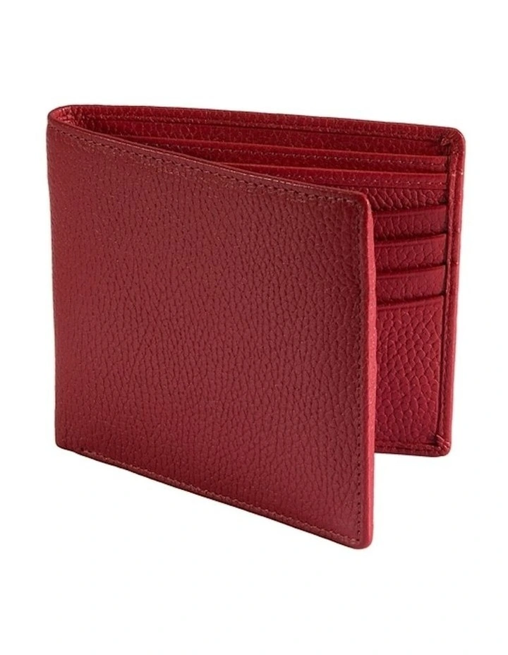 Pebble Grain Billfold Wallet in Ruby