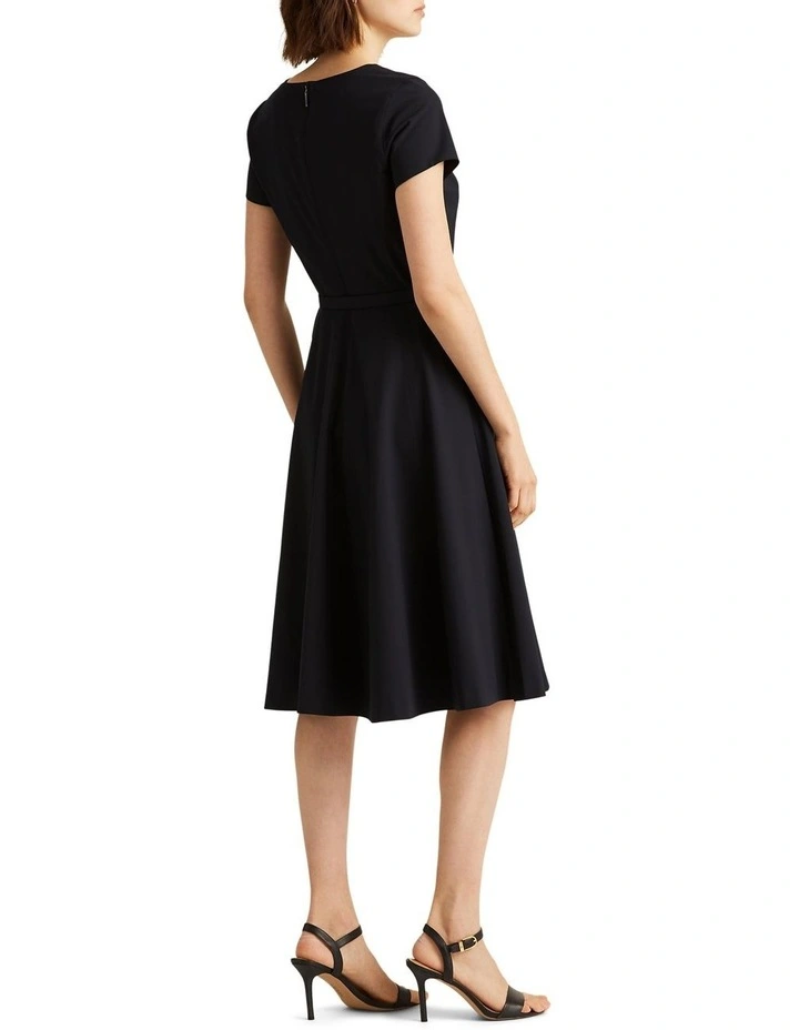 Stretch Short-Sleeve Dress in Black