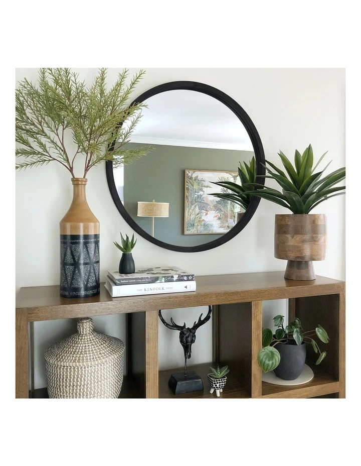 Tina 60cm Black Solid Wood Mirror