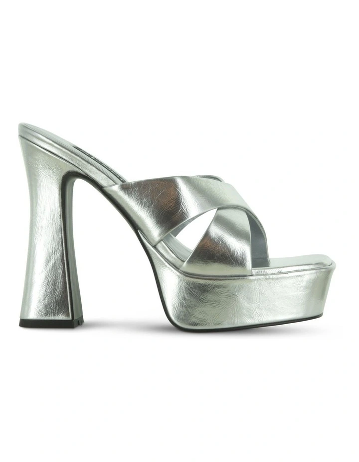 Titan Heeled Mules in Silver