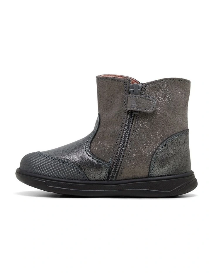 Self-Fastening Butterfly Charcoal Boots