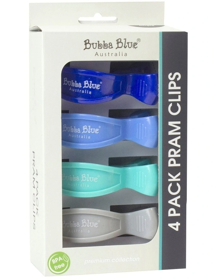 Blue Pram Clips 4 Pack