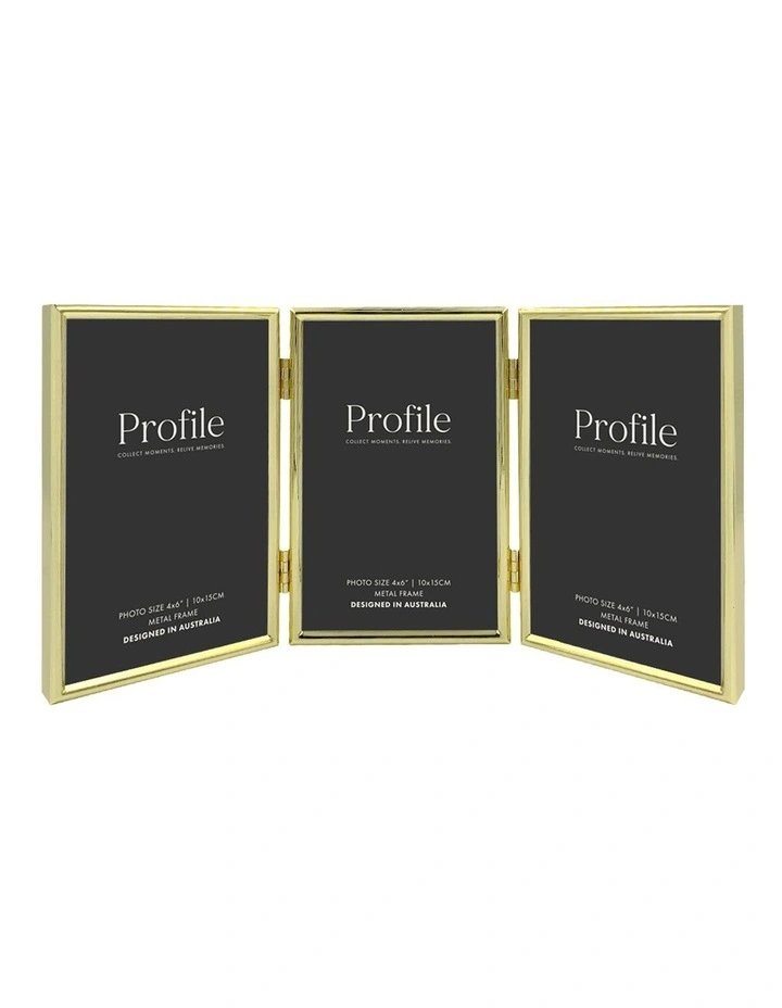 Habitat Hinged Triple Metal Photo Frame 4x6 in Gold