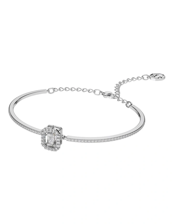 Millenia Bangle Octagon Cut Pave Rhodium Plated in White
