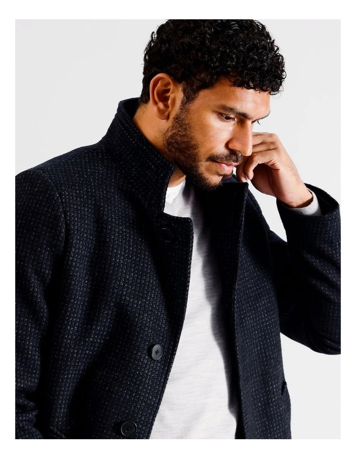 Frankie Funnel Neck Coat in Navy
